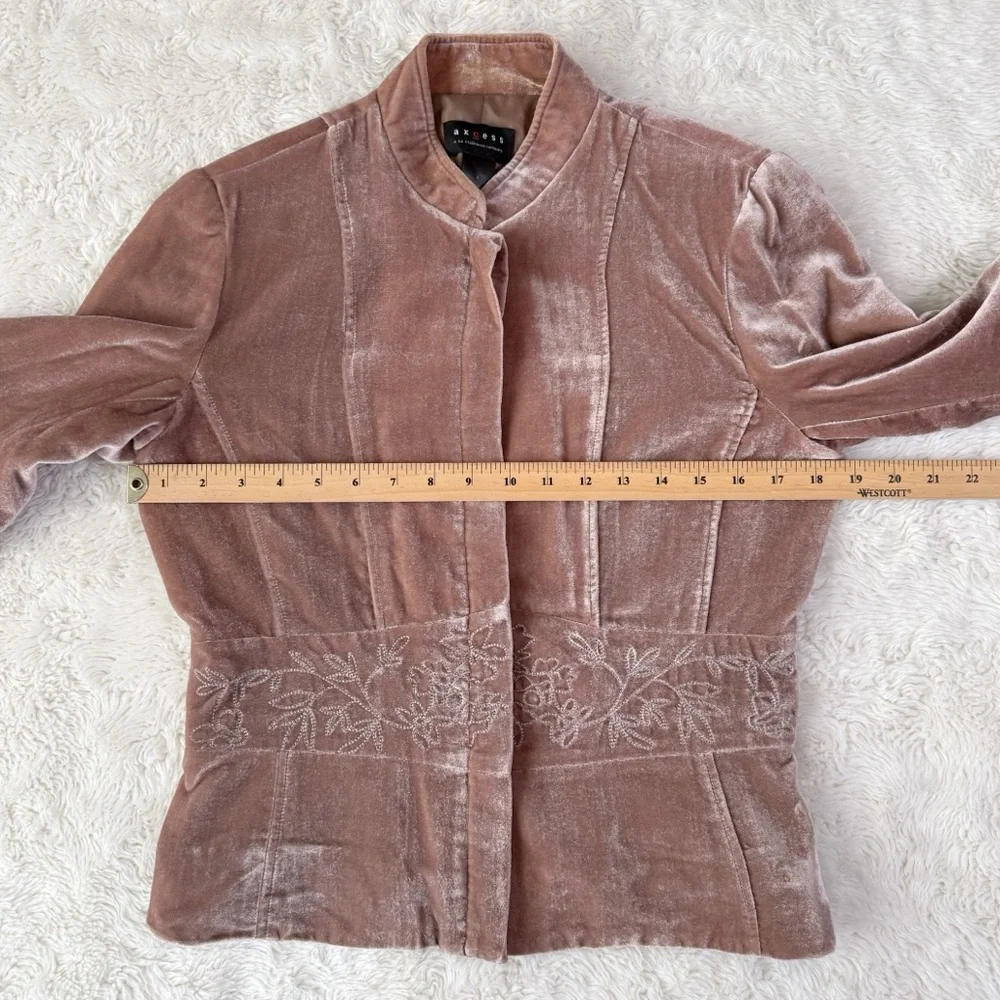 VTG Liz Claiborne Rose Velvet Embroidered Equestrian Blazer Jacket US6 Y2K Fairy - Picture 5 of 8